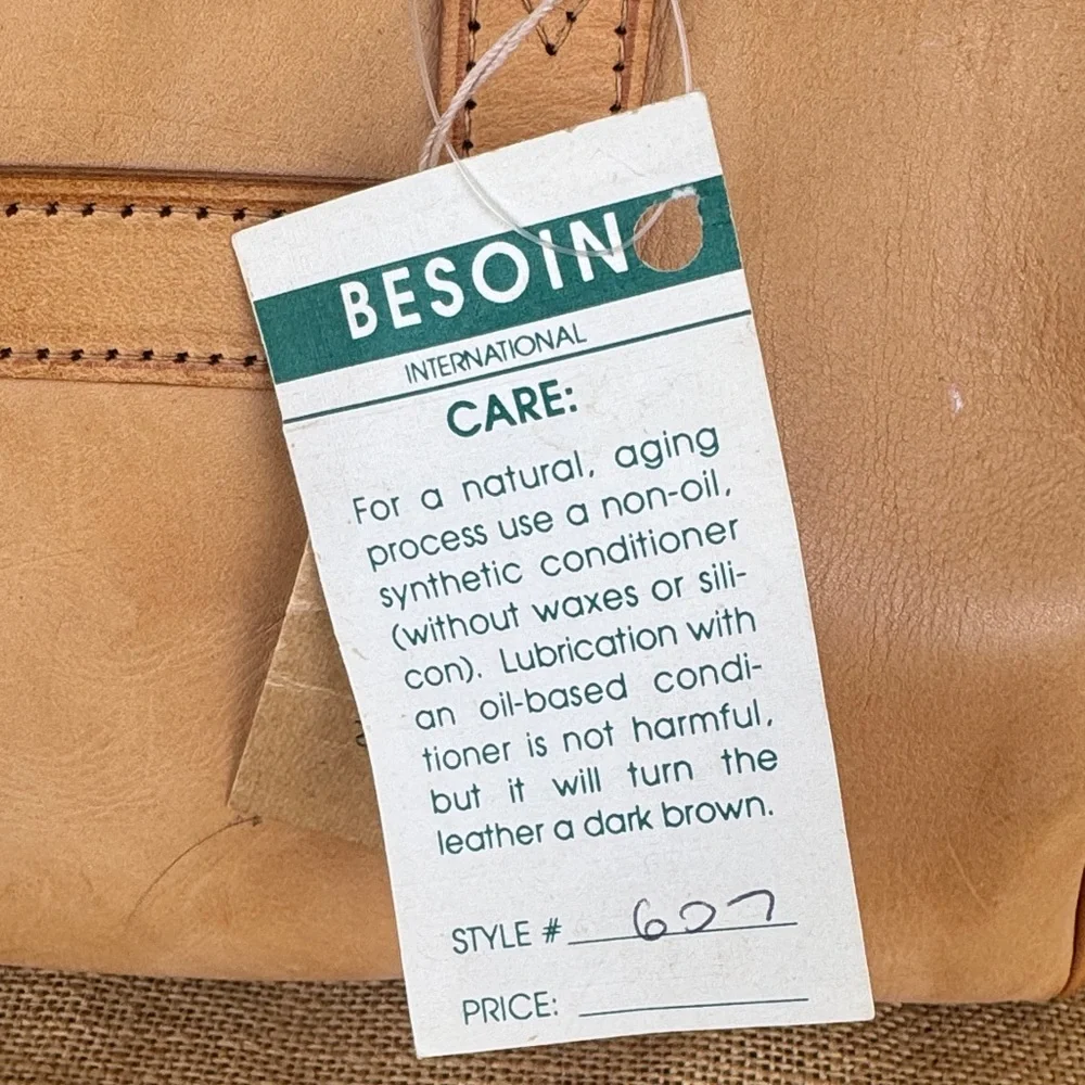 Beson Int. Dead-stock Elegant Tan Men's Duffel Bag tan leather New Vintage NWT - Picture 16 of 16